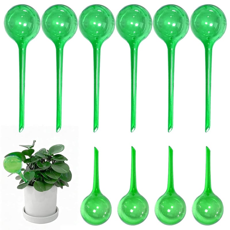 Pesilo 10 Pcs Self Watering Globes, Plant Watering Globes Automatic Watering Bulbs for Indoor Outdoor, Vacation Potted Plant Care Water Conservation Device (Green) - Image 1